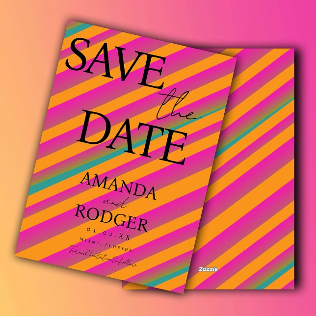 Retro Candy Green Pink Geometric Save the Date  Invitation (Creator Uploaded)