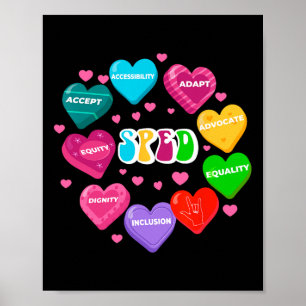 Retro Candy Heart Special Education Sped Teacher V Poster