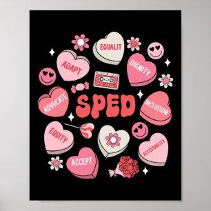 Retro Candy Heart Special Education Sped Teacher V Poster