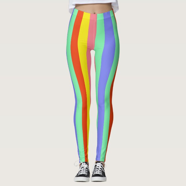 Retro Candy Stripes - One Love Leggings (Front)