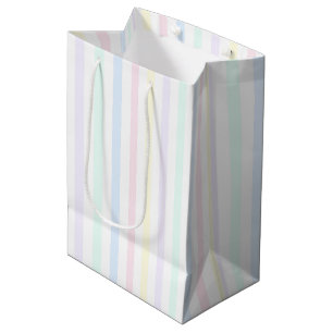 Retro Candy Stripes Pastel Multicolor Medium Gift Bag