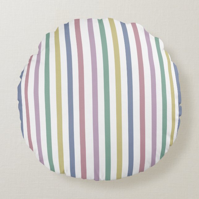 Retro Candy Stripes Round Cushion (Front)