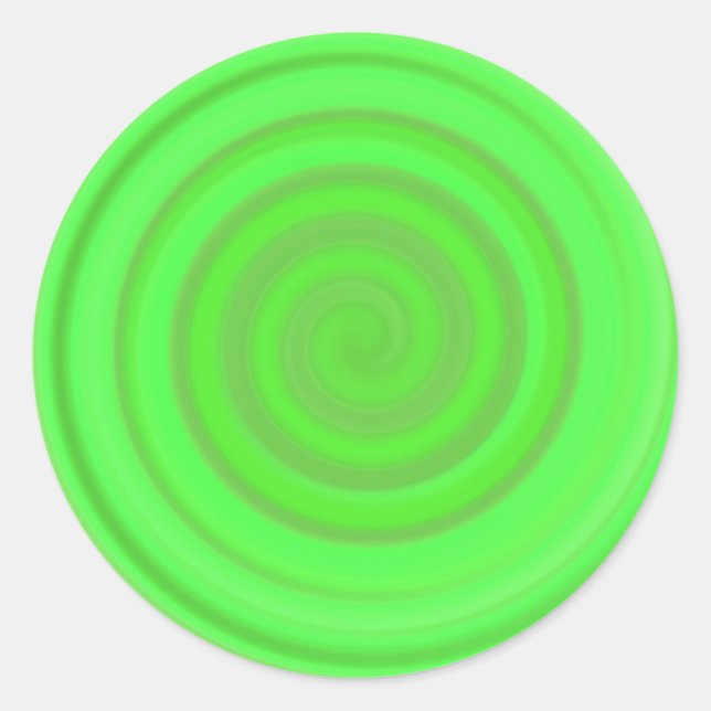 Retro Candy Swirl in Lime Green Classic Round Sticker (Front)