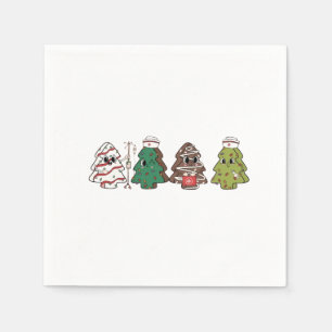 Retro Candy Tree Christmas Pink Bow Coquette  Napkin