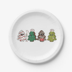Retro Candy Tree Christmas Pink Bow Coquette Paper Plate