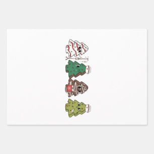Retro Candy Tree Christmas Pink Bow Coquette Wrapping Paper Sheet