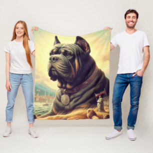 Retro Cane Corso Painting Fleece Blanket