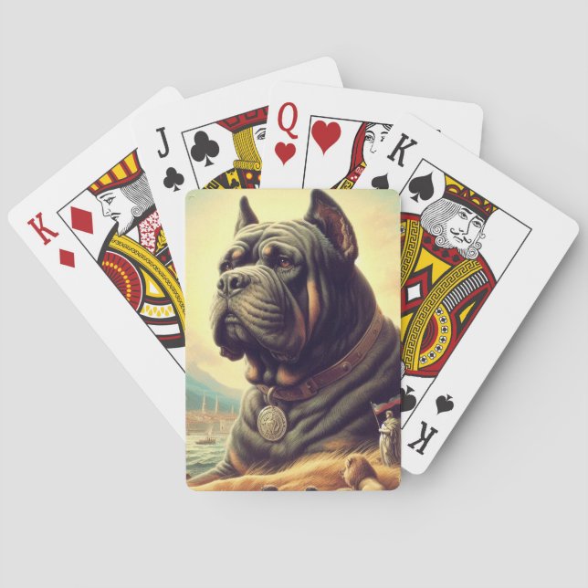 Retro Cane Corso Painting Playing Cards (Back)