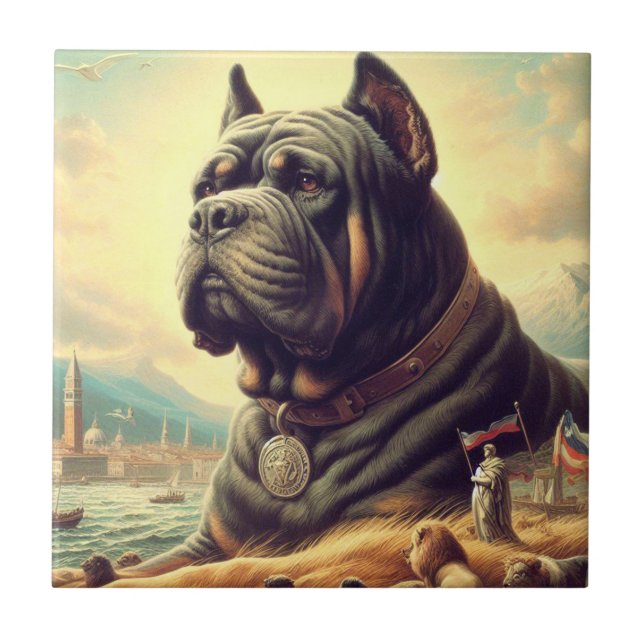 Retro Cane Corso Painting Tile (Front)