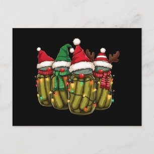 Retro Canned Pickles Christmas Light Homemade Pick Holiday Postcard