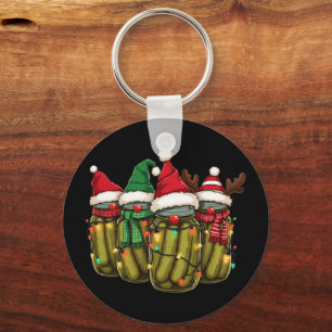 Retro Canned Pickles Christmas Light Homemade Pick Key Ring