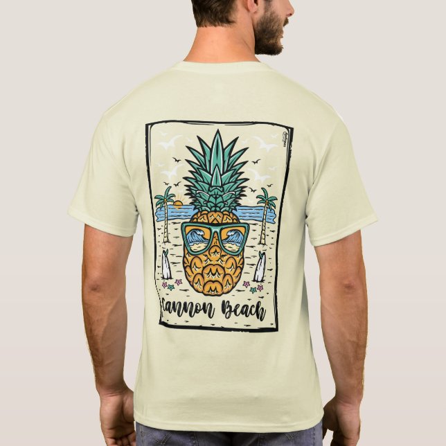 Retro Cannon Beach both sides artwork. T-Shirt (Back)