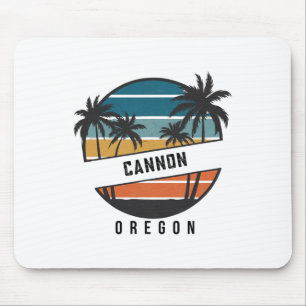 Retro Cannon Beach Oregon Surfboard Surfing Mouse Mat