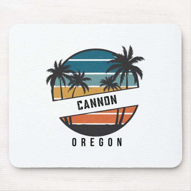 Retro Cannon Beach Oregon Surfboard Surfing  Mouse Mat (Front)