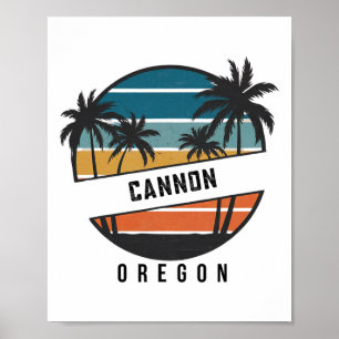 Retro Cannon Beach Oregon Surfboard Surfing Poster