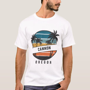 Retro Cannon Beach Oregon Surfboard Surfing T-Shirt