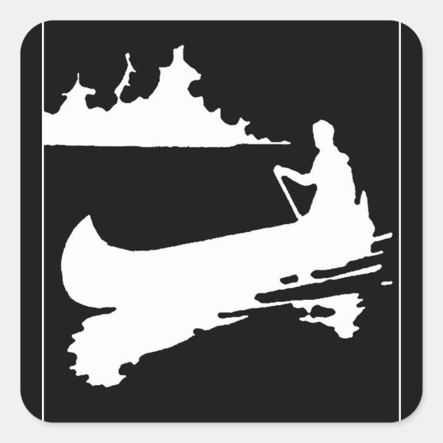 Retro Canoe Silhouette Square Sticker (Front)