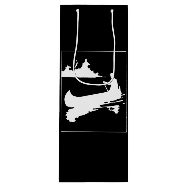 Retro Canoe Silhouette Wine Gift Bag (Front)