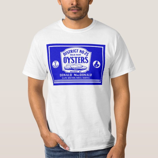 Retro Cape Breton Oysters Label T-Shirt - Blue (Front)