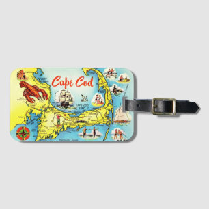 Retro Cape Cod Map Luggage Tag