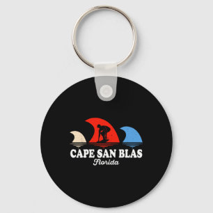 Retro Cape San Blas Florida Surfboarding Key Ring