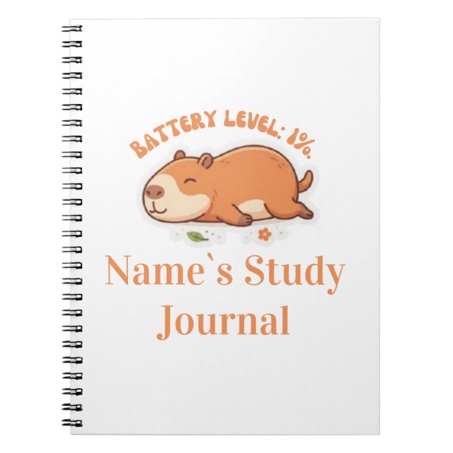 Retro Capybara Battery Level 1% Notebook (Front)