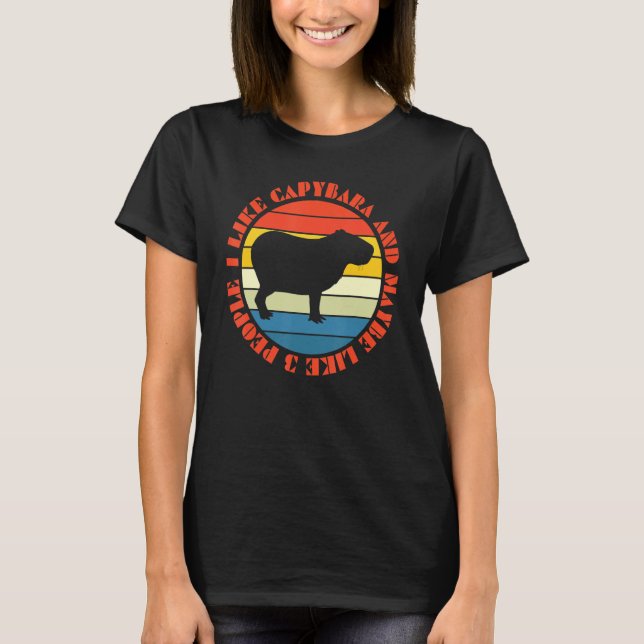 Retro Capybara I Like Capybara And Maybe 3 People T-Shirt (Front)