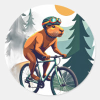 Retro Capybara Mountain Biking Adventure