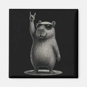 Retro Capybara Rock Music Gift Men Kids Women Funn Magnet