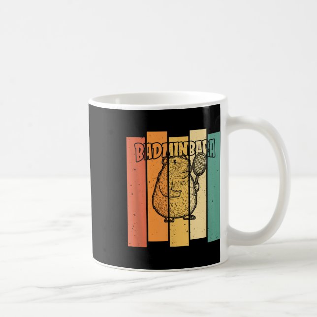 Retro Capybara Shuttle - Vintage Badminton Badminb Coffee Mug (Right)