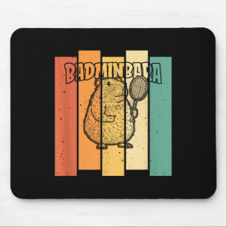 Retro Capybara Shuttle - Vintage Badminton Badminb Mouse Mat
