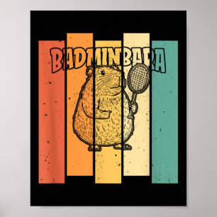 Retro Capybara Shuttle - Vintage Badminton Badminb Poster
