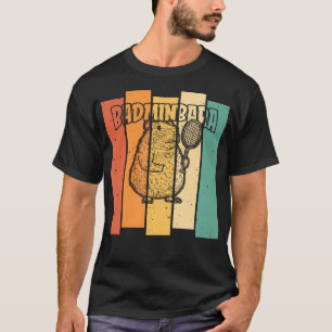 Retro Capybara Shuttlecock - Vintage Badminton Bad T-Shirt
