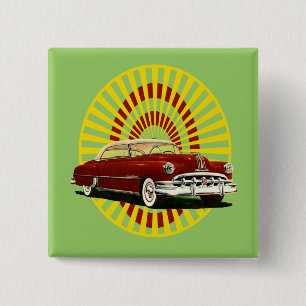 Retro Car 15 Cm Square Badge
