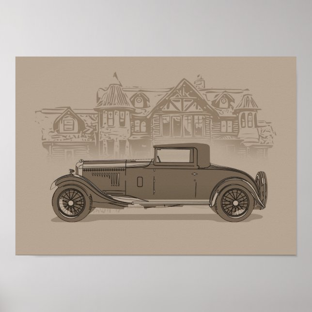 Retro Car Artwork Poster (Front)