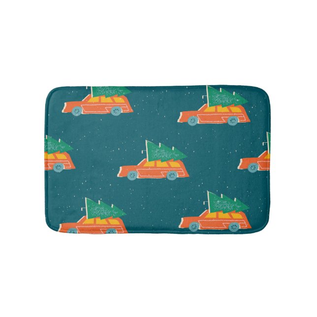 Retro Car Christmas Tree Pattern Bath Mat (Front)