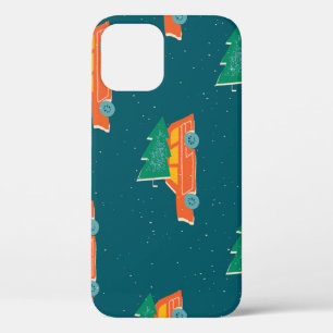 Retro Car Christmas Tree Pattern iPhone 12 Case