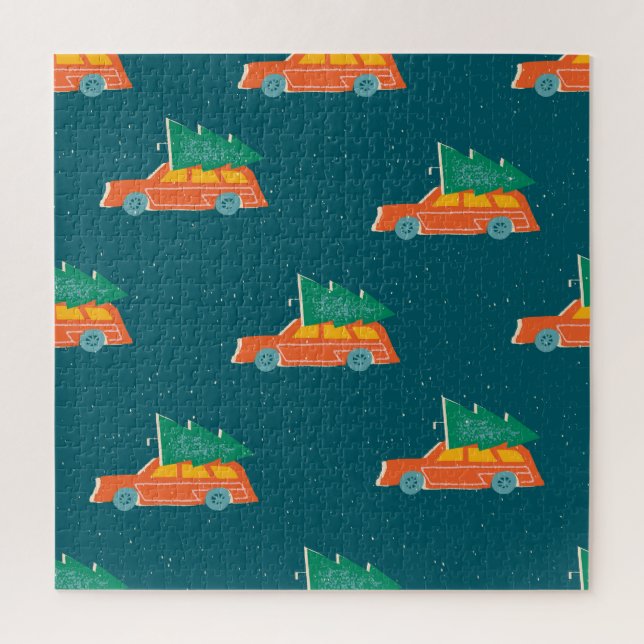 Retro Car Christmas Tree Pattern Jigsaw Puzzle (Vertical)