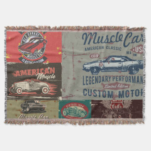 Retro Car Design Throw Blanket