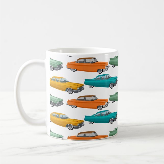 Retro Car Fifties Style Pattern Coffee Mug (Left)