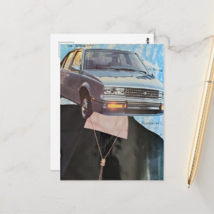 Retro Car Headed Woman Collage Postcard