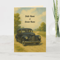Retro Car Wedding Invitation