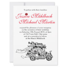 Retro Car Wedding Invitation 16.5 cm x 22.2 cm