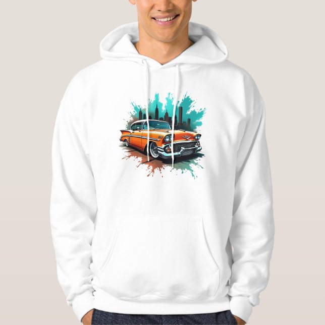 Retro Car with City Splash Graffiti Style Hoodie (Front)