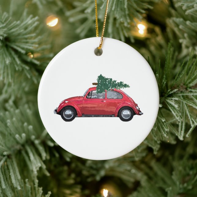 Retro Car with Tree Art Ornament (Tree)