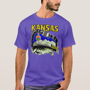 Retro Carabiner Kansas Fishing T-Shirt