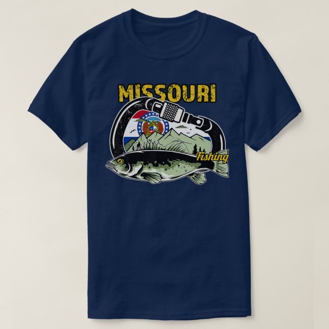 Retro Carabiner Missouri Fishing  T-Shirt (Design Front)