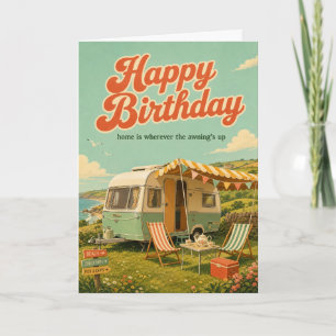 Retro Caravan Birthday Card Caravanner
