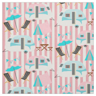 Retro Caravan Camping Cute P Fabric