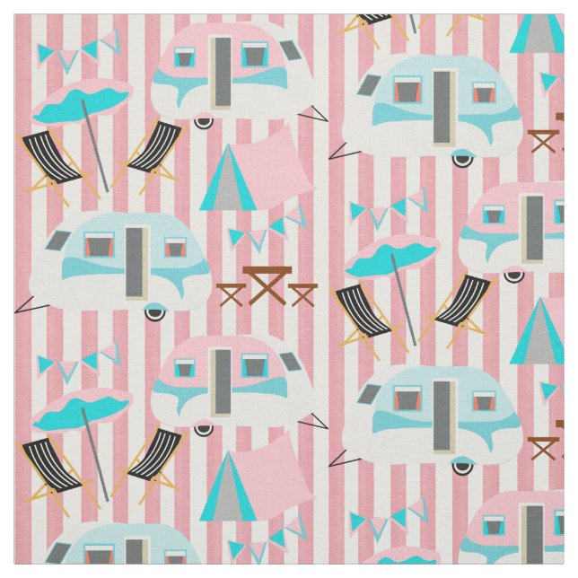 Retro Caravan Camping Cute P Fabric (Swatch)
